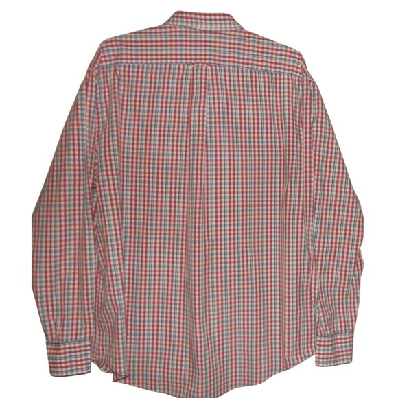IZOD Shirt Mens XL Red White Blue Plaid Button-Down Collar classic fit - Picture 2 of 9
